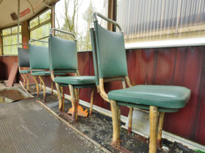 abandoned tram, seats, abandoned tram, seats,